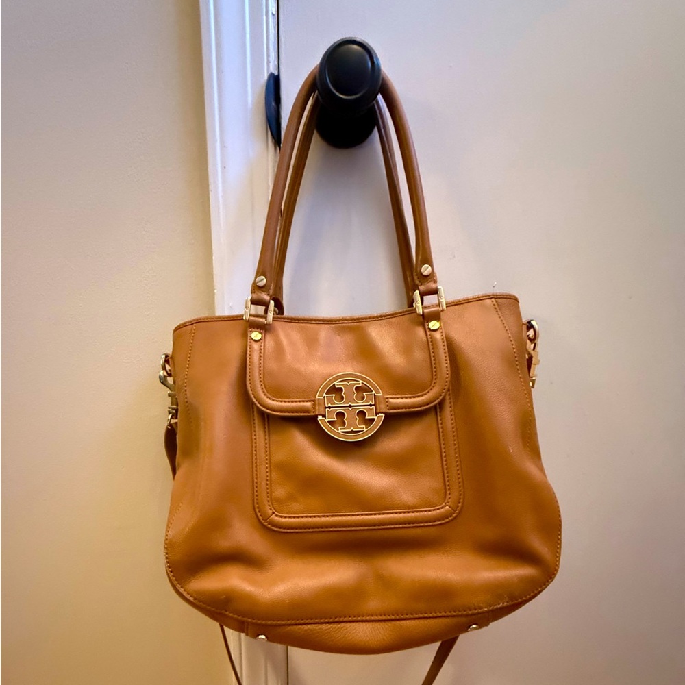 Tory Burch Brown Amanda Classic Top Handle Hobo Bag